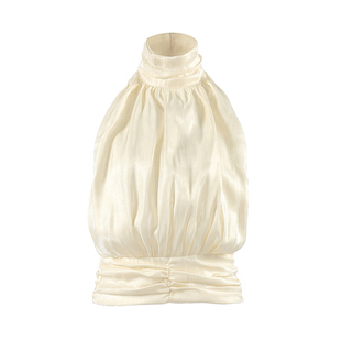 Elegant Tops欧美女士背心挂脖无袖上衣优雅纯色