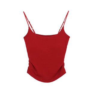 荒荒家纯欲多巴胺皱褶美背2025夏季修身打底内搭小吊带背心女外穿