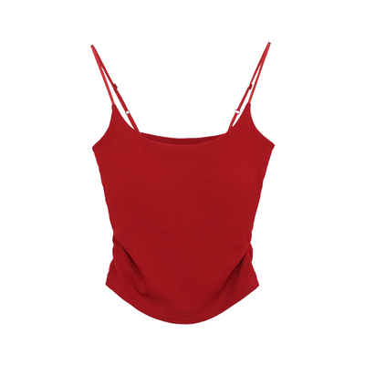 荒荒家纯色皱褶美背女