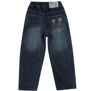 男童加绒裤子秋冬款一体绒冬装初中生男孩冬季加厚长裤儿童牛仔裤