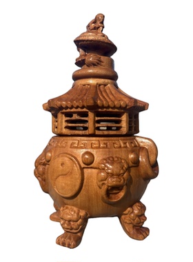 天然雷击枣木太极炼丹香炉
