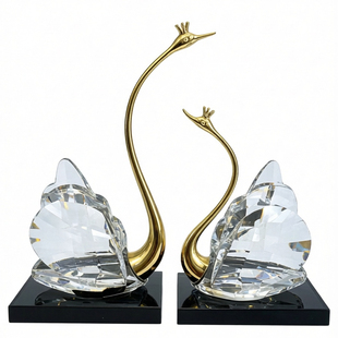 K9水晶天鹅一对摆件入户玄关装饰轻奢高级感结婚乔迁订婚送礼首选