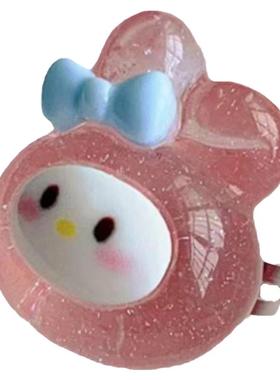 女亚克力可爱戒指开口可调节冰透