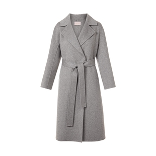 朗姿集团LIME莱茵双面呢山羊绒长大衣中灰微收腰简约高级感25冬新