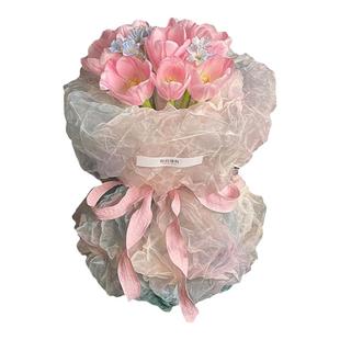 芯苼 多色晕染欧根纱鲜花花束包花纱手工花艺diy礼物包装布料资材