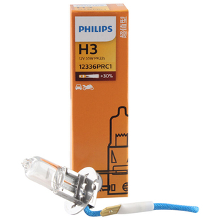 PHILIPS飞利浦H3汽车卤素大灯12V55W 12336增光+30%带线雾灯PK22s