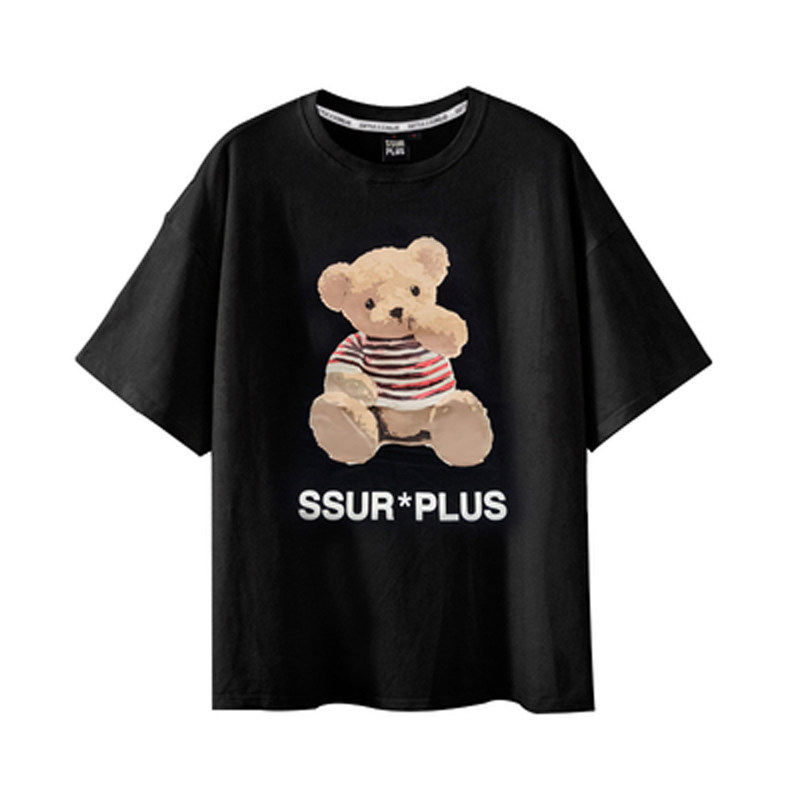 正品 SSUR PLUS联名ICONSLAB小熊短袖情侣宽松T恤男女潮牌Tee