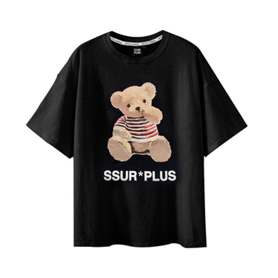 正品 SSUR PLUS联名ICONSLAB小熊短袖情侣宽松T恤男女潮牌Tee