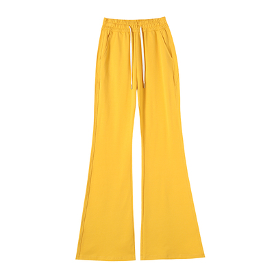 纯棉喇叭裤女夏薄款高腰垂感