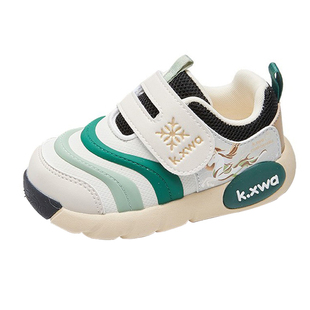 开心娃2025秋季中小童皮面舒适魔术贴运动鞋男女童户外防滑休闲鞋