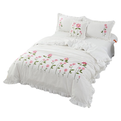 向日葵花刺绣被套纯棉单人