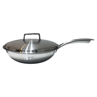 chockmen 18/10不锈钢炒锅五层夹铜炒菜锅无涂层无油烟物理不粘