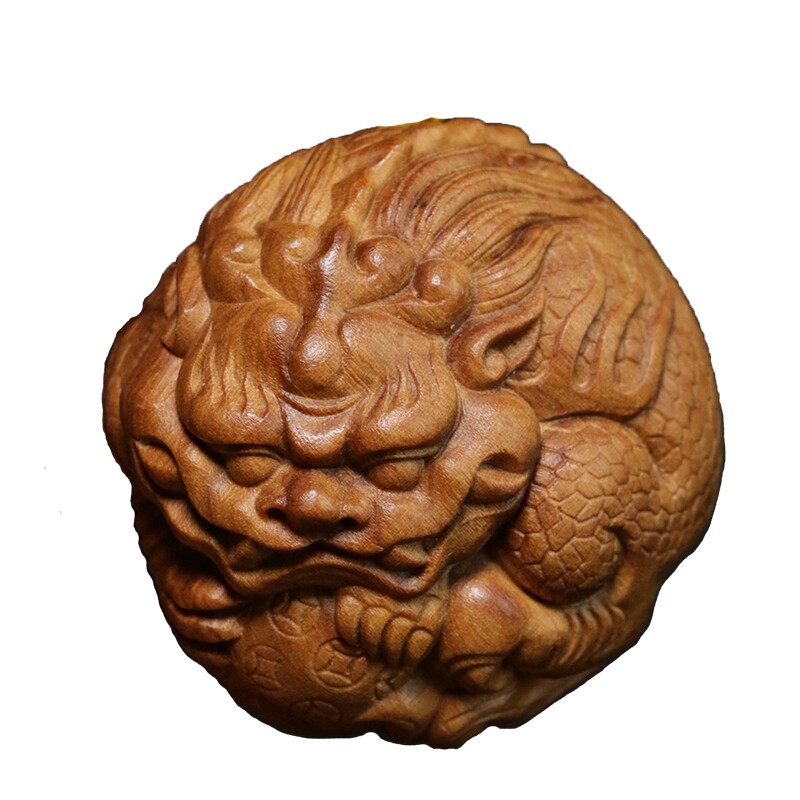 官检保真檀香木雕招财貔貅手把件