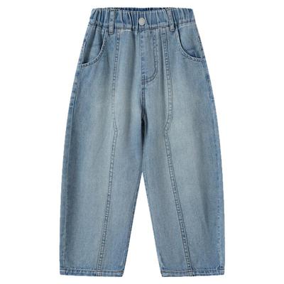 薄长裤直筒休闲浅蓝阔腿