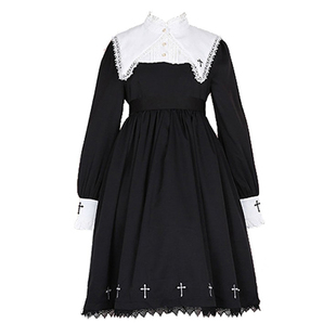 现货包邮万圣节立领长袖连衣裙 黑色 ista mori东之森日系lolita