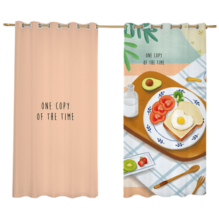 ins风 浅绿色植物北欧简约少女心文艺小清新女孩卧室客厅定制窗帘