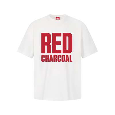 REDCHARCOAL 红炭白色红字基础款短袖T恤男夏季宽松吸湿速干半袖
