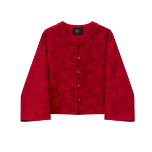 如意连云【万禧】新年新款提花短外套女新中式婚礼敬酒服盘扣上衣