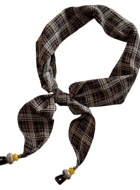 复古碎花串珠丝巾项链女款