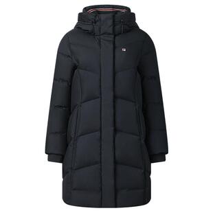 FILA 斐乐官方女士中长款羽绒服2025冬新款基础休闲保暖连帽外套