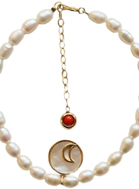 朱砂痣设计师日韩风天然淡水珍珠