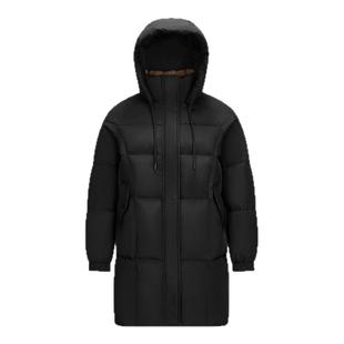 [商场同款]森马羽绒服女长款连帽黑色撞色2024冬宽松外套时尚