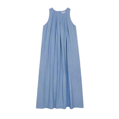 MRS真丝干丝褶皱削肩连衣裙