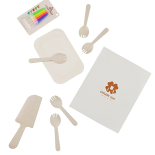 一次性刀叉盘可降解套装秸秆蛋糕餐具水滴盘刀叉盒装环保叉勺包邮