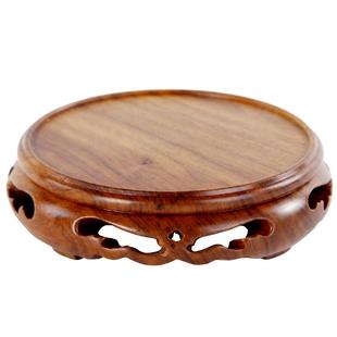 红木底座圆形整木茶壶花盆花瓶佛像奇石头实木工艺品摆件底座木托