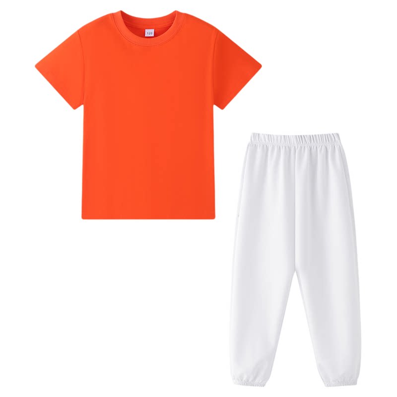 国庆橙色小学生演出服套装夏季