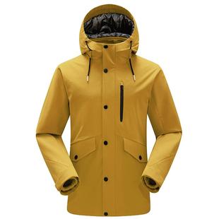 户步行者高端户外商务冬季冲锋衣男三合一两件套中长款工作服外套