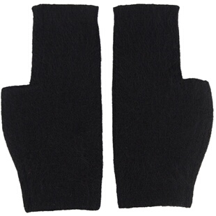 羊绒手套半指女冬写字保暖半截加绒保暖露指纯色百搭可爱漏指套手