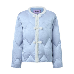 MAXRIENY新中式绗缝羽绒服25冬款古典国风盘扣水貂毛领保暖外套女