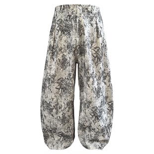 JCAESAR JACQUARD PANTS 低裆白波纹提花长裤 树纹肌理 弯刀阔腿