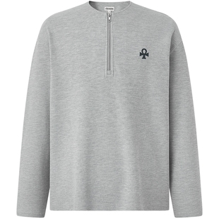 CHINISM丨幸运之符华夫格亨利领长袖T恤男秋冬内搭打底衫