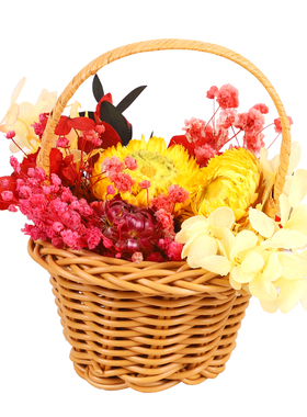 永生花干花diy材料包手工手提小花篮插花干花儿童节礼物暖场制作