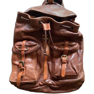 RRL二代伞兵背包植鞣皮手工大容量双肩包休闲潮电脑包牛皮男复古