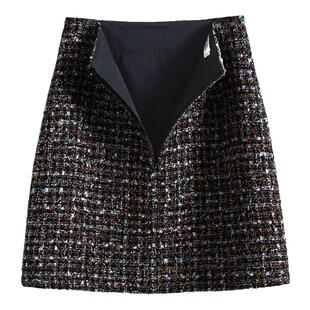 小香风半身裙A字裙2025秋季新品时尚女裙高腰显瘦百搭一步裙短裙