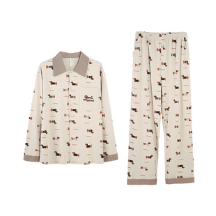 安之伴【巨柔软】睡衣女款春秋季纯棉宽松大码可爱卡通家居服套装