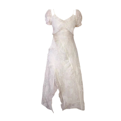 落跑公主纯欲开叉仙女裙私服穿搭