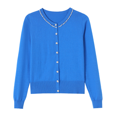 恒源祥100%羊毛衫女短款针织开衫