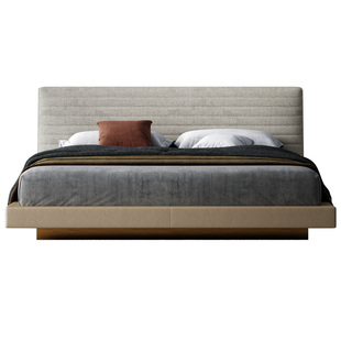 Mobeier 简约现代棉麻床意式轻奢布艺罗杰床1.8米双人主卧室大床