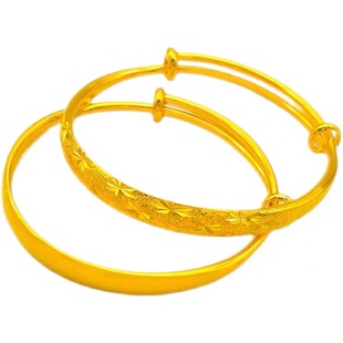 越南沙金古法传承手镯女仿真假黄金手镯镀纯金色结婚龙凤手环首饰