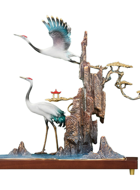 松鹤延年全铜仙鹤摆件高档客厅玄关装饰工艺品送领导长辈贺寿礼品