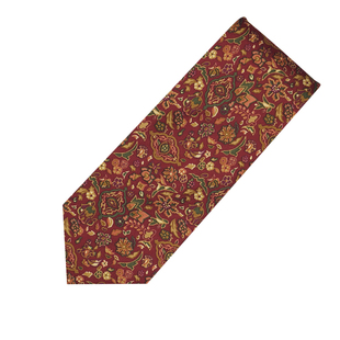 弗莱塔尔 酒红色碎花图案艺术复古领带男商务正装休闲真丝