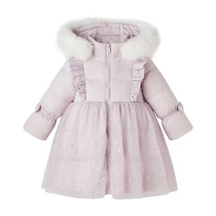 杰里贝比童装女童中长款羽绒服宝宝防水保暖外套女孩加厚儿童冬装