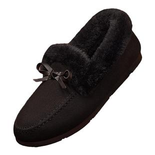 毛毛鞋女秋冬休闲新款软底老北京布鞋加绒妈妈一脚蹬保暖豆豆棉鞋