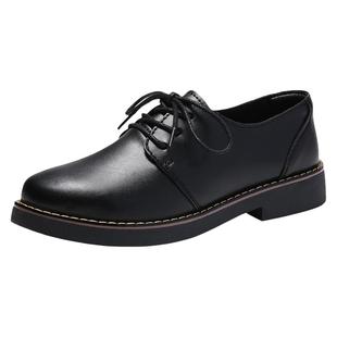 小皮鞋女英伦新款秋黑色单鞋工装软底不累脚工作鞋舒适学院风防滑