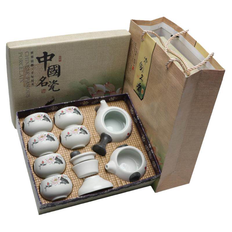 雪花小套白瓷景盛堂活动礼品茶壶