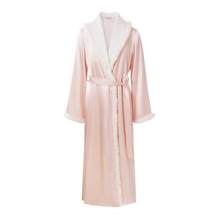 NoirTease秋冬加绒加厚睡衣睡袍女士冬季丝质毛绒浴袍轻奢家居服
